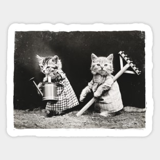 Vintage Gardening Kitties Photo Sticker